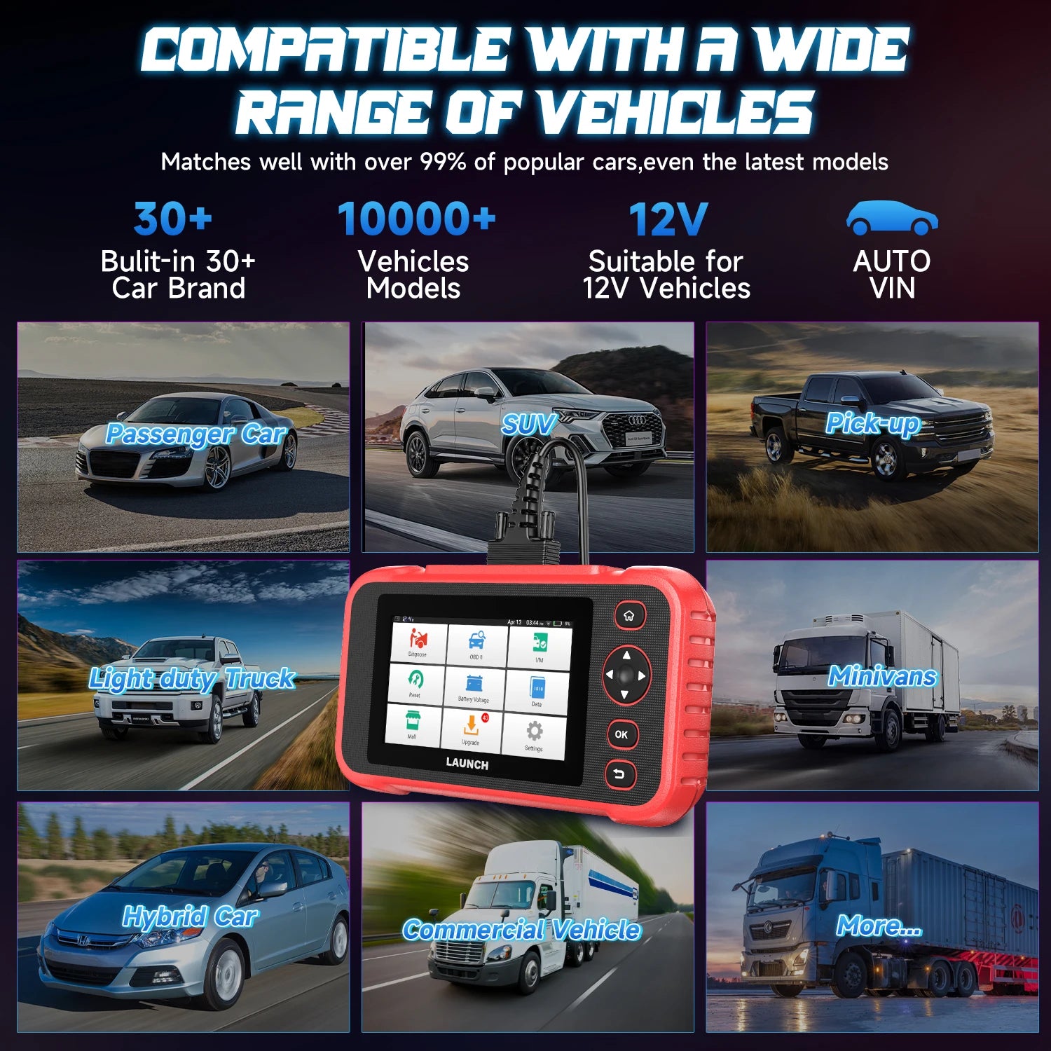 LAUNCH CRP129i V2.0 OBD2 Scanner 4 System Car Assessories Auto Engine Diagnostic Scan Tool DPF SAS TPMS 12 Service Reset Scanner