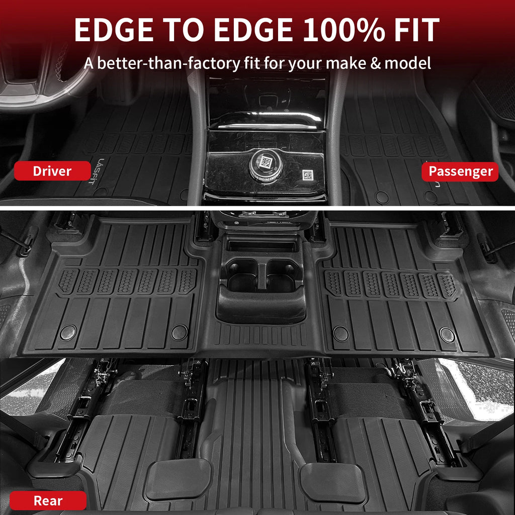 LASFIT Floor Mats for Jeep Grand Cherokee L 2021-2024 1st & 2nd & 3rd & Cargo Mat, Only Fits 6-Passenger Without Center Console