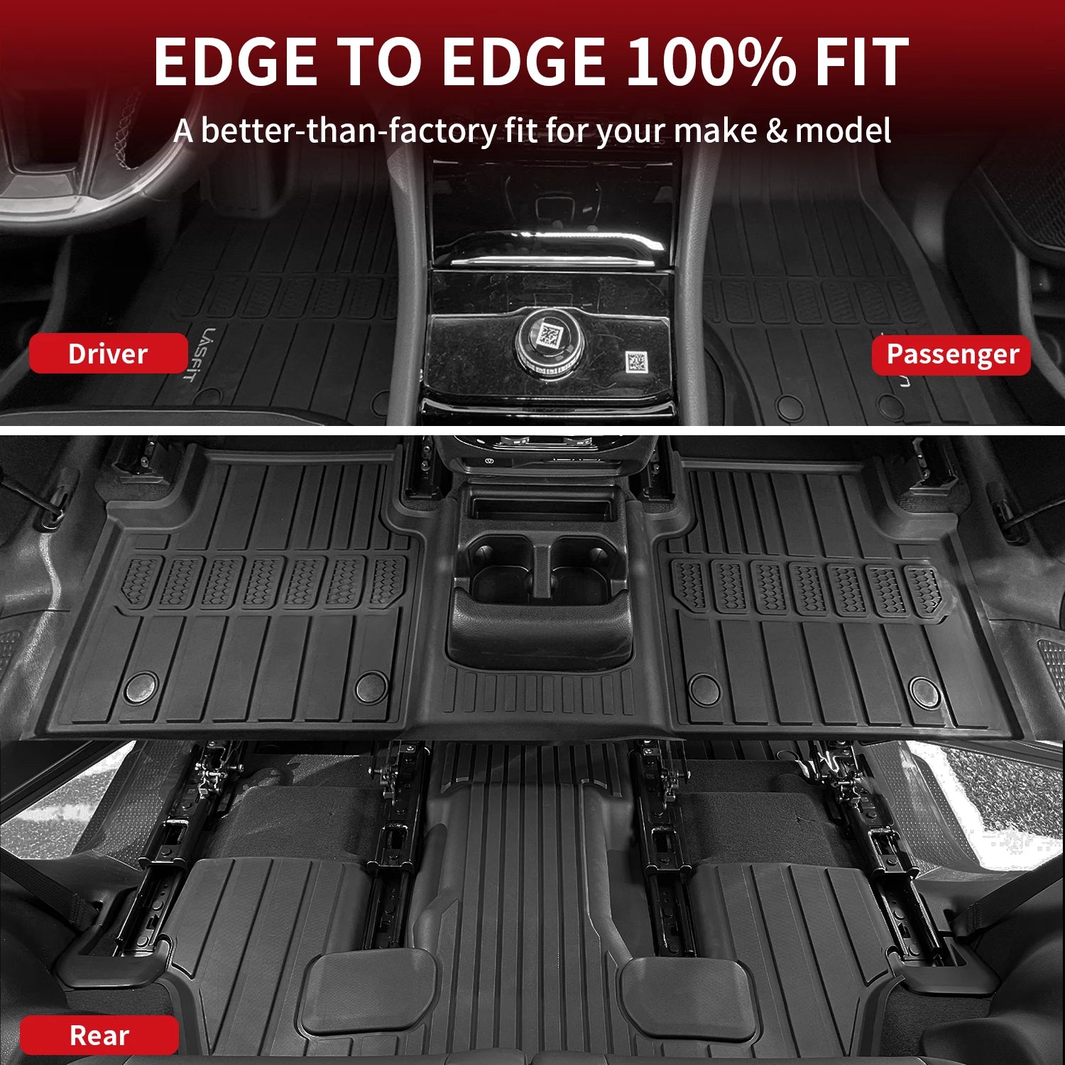 LASFIT Floor Mats for Jeep Grand Cherokee L 2021-2024 1st & 2nd & 3rd & Cargo Mat, Only Fits 6-Passenger Without Center Console