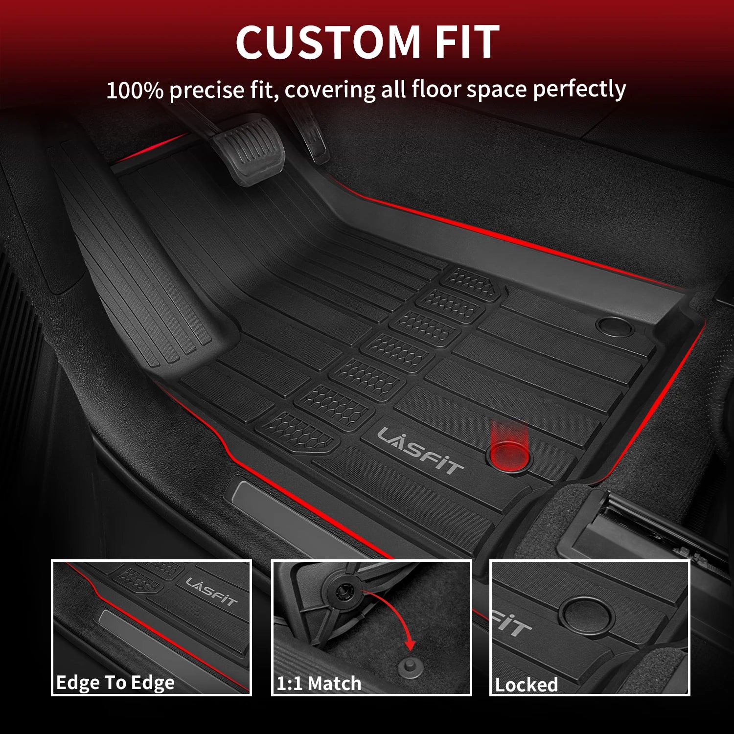 LASFIT Floor Mats for Jeep Grand Cherokee L 2021-2024 1st & 2nd & 3rd & Cargo Mat, Only Fits 6-Passenger Without Center Console