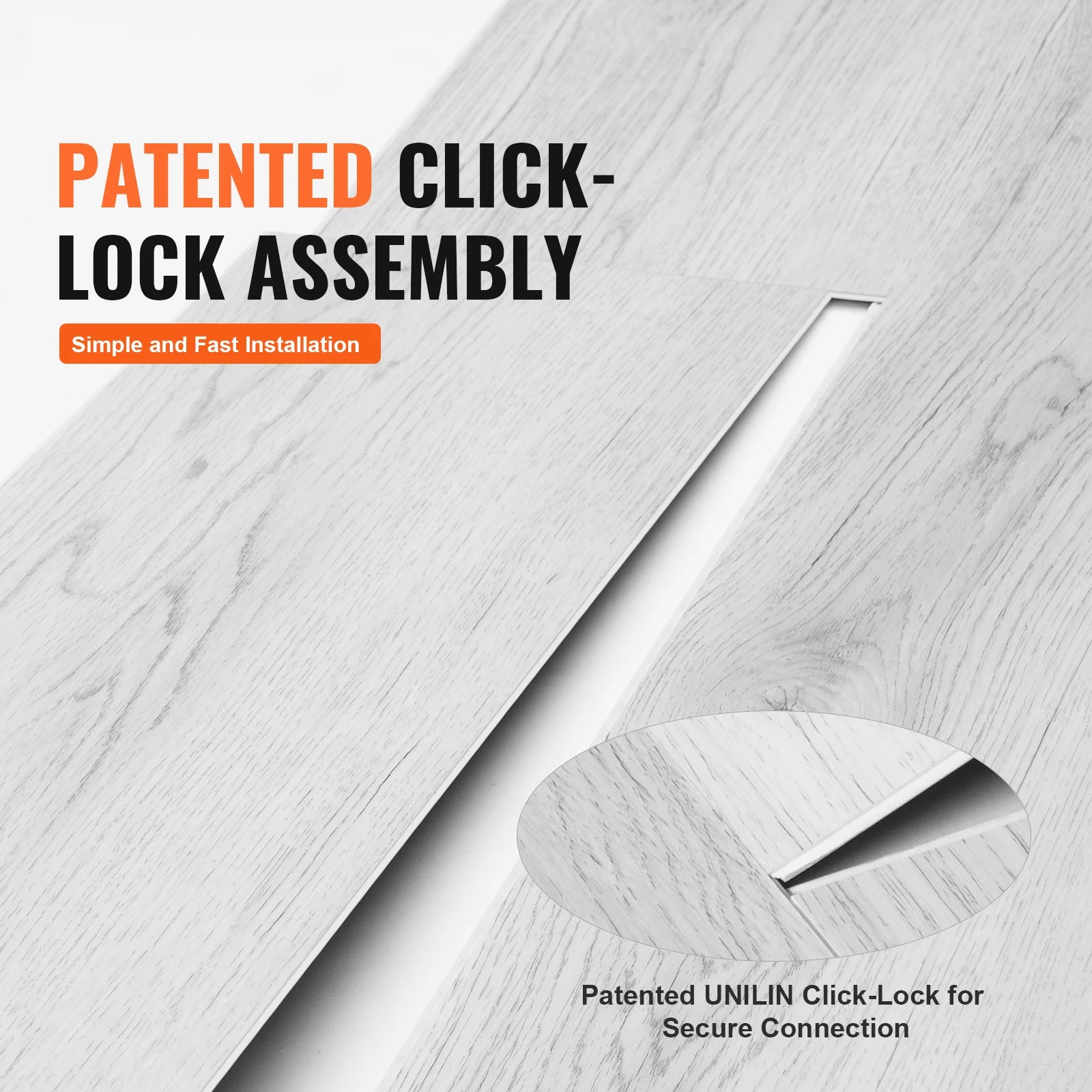 SucceBuy Interlocking Vinyl Floor Tiles 48x7.3 in 10 Tiles 5.5mm Thick Snap Light Gray Wood Grain DIY Flooring for Kitchen