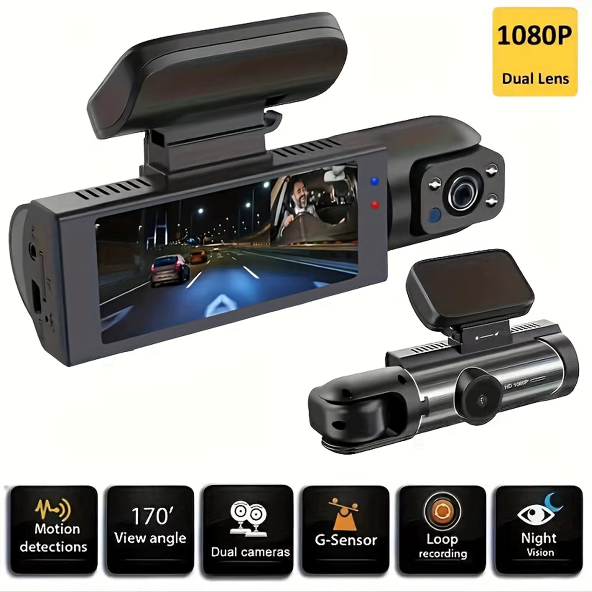 Dash Cam Car DVR 1080P Dashcam for car surveillance camera Automobiles 3 Lens Front Rear Interior Vehicle Video Drive Recorder