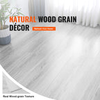 SucceBuy Interlocking Vinyl Floor Tiles 48x7.3 in 10 Tiles 5.5mm Thick Snap Light Gray Wood Grain DIY Flooring for Kitchen