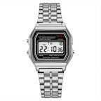 F91W Non-Waterproof Steel Band Watch For Women, Men, Business Clock, Multi-Functional LED Digital Sports Watch, Electronic Clock