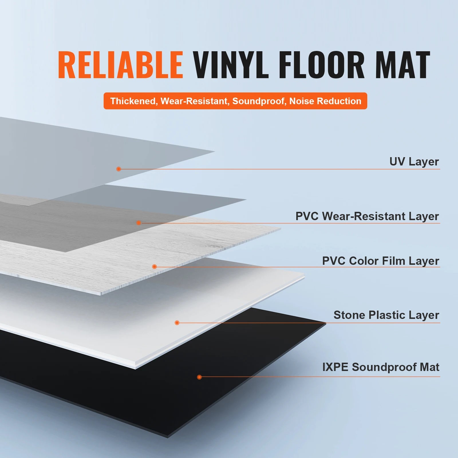 SucceBuy Interlocking Vinyl Floor Tiles 48x7.3 in 10 Tiles 5.5mm Thick Snap Light Gray Wood Grain DIY Flooring for Kitchen